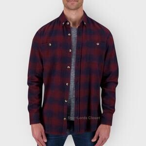 Report Collection Plaid Flannel Shirt Mens Small Wine Red Casual